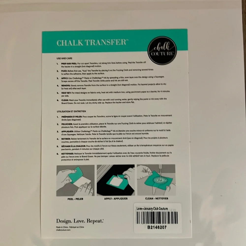 Love Chalk Couture Transfer Size B - Picture 2 of 3